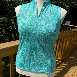 Nike Dri-Fit Sleeveless V-Neck Polo Shirt Athletic Golf Tennis Teal Aqua Small